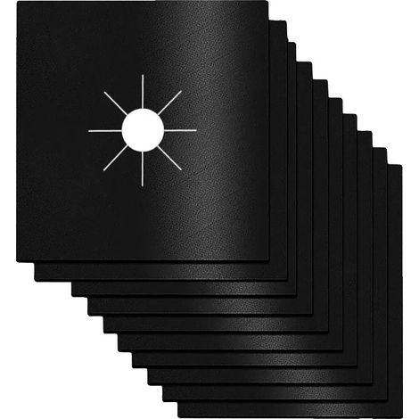 Protector para estufa de gas, revestimiento antiadherente, fácil de limpiar, color negro, 10 unidades. (1/2)
