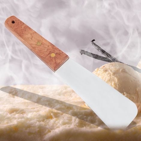 Pelle à Glace en Acier Inoxydable avec Manche en Bois - Spatule à Dessert et Coupe-beurre - Ustensile de Cuisine
