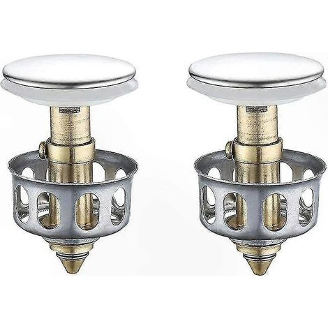 Égouttoir de lavabo universel 2 pièces avec panier, bonde à clapet pour salle de bain et cuisine (1/5)