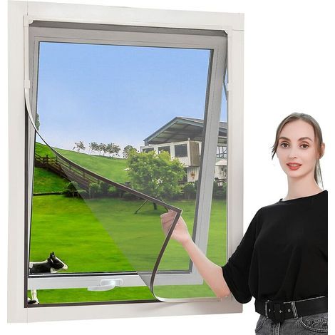 GENERIC-Moustiquaire Fenêtre Magnétique Récoupable Anti-Insecte 50 x 80 cm, Rideau Moustiquaire Aimantée avec Cadre Ajustable,Lavable, pas Besoin de Poinçonnage, Ignifugé et Etanche - Cadre blanc en m (1/5)