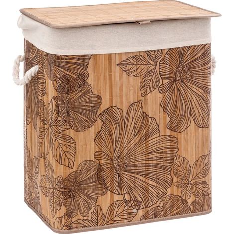 5Five Simply Smart – Panier à linge en bambou 60L – Dimensions 42,8x31x51 cm – Léger 1,6 kg – Rangement efficace pour linge sale