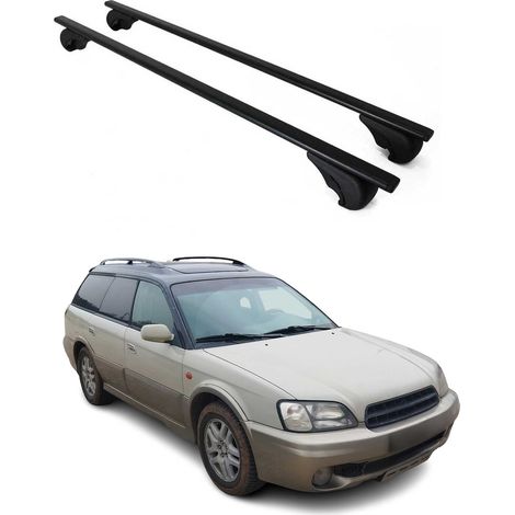 OMAC Barres de toit pour Subaru Outback I II 1995-2004 – TÜV / DIN 75302:2019 – Antivol inclus – Charge max 75 kg – 2 barres Noir (1/4)