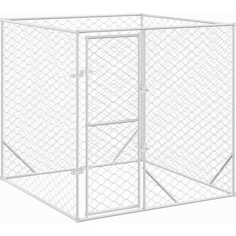 Outdoor-Hundezwinger Silbern 2x2x2 m Verzinkter Stahl vidaXL (1/5)
