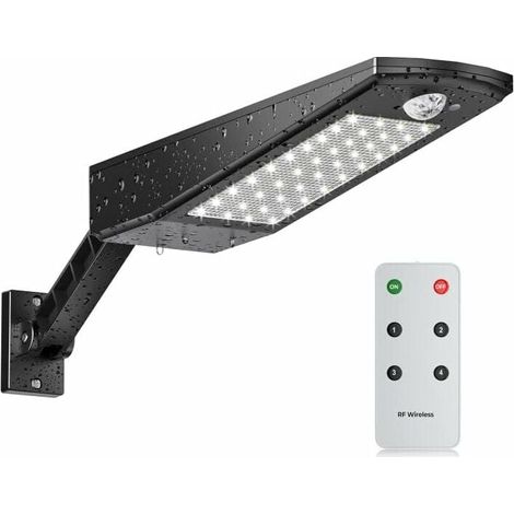 Lampe solaire d'extérieur 48 LED 3000 lm, projecteur solaire étanche IP65, avec support réglable et télécommande, détecteur de mouvement à 180° pour jardin [Classe énergétique A+] (1/5)