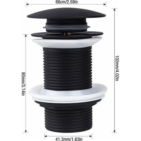 Bonde de Vidage Pop Up, Bonde Pop Up Sans Trop Plein, Universel Bonde de Lavabo Pop Up, Bonde Lavabo Clic Clac, Bonde de Vidange Lavabo, Bonde Découlement Noir pour Lavabo et Lavabo (1/4)