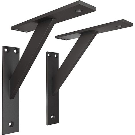 Aluminium Wall Brackets 180 x 180 mm – Wall Shelf Bracket for Shelf – Black (1/5)