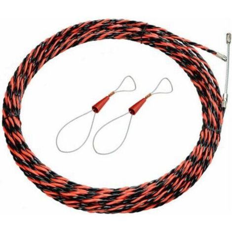Tire-fil électrique 50m Diamètre 6mm Polyester 3 torsions Tête de guidage à ressort pour espaces confinés