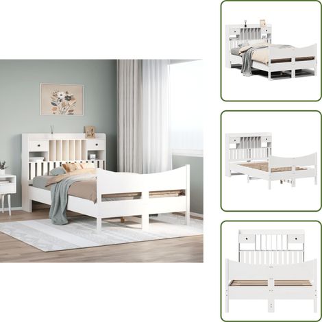 Cama de pino - vidaXL Estructura de cama sin colchón madera de pino blanco 135x190 cm - Cama de madera blanca