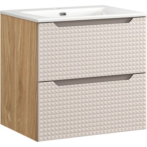 Mobile bagno con lavabo Mallory beige e marrone 60cm