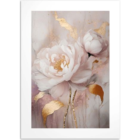Poster Wandbild Rosa und Gold Wanddeko für Glamour Wohnzimmer