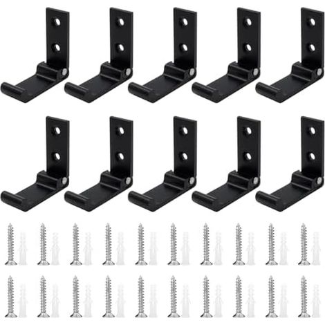 10 Pièces Crochets Muraux Pliables Noir Porte Manteaux Pliants en Alliage de Zinc 90° avec Vis et Chevilles, Patères Murales pour Serviettes Vestes, Salle Bain, Cuisine, Entrée - (1/5)