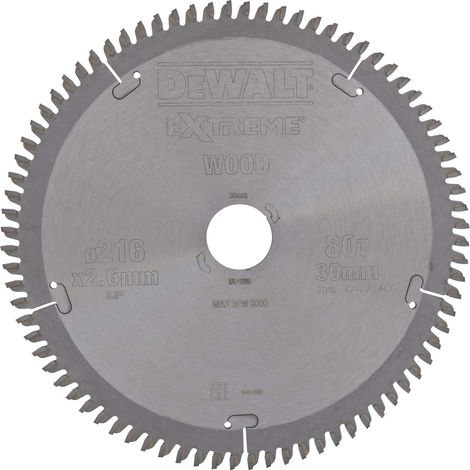 Lame de Scie Circulaire Stationnaire Extreme Workshop 216x30mm Disque Tranchant 80 Dents Pastilles en Carbure Découpe Bois et Aluminium Protection contre la Surchauffe DT4286-QZ (1/5)