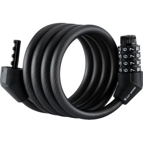 Candado para bicicleta, sistema sin llave de 4 dígitos, diseño impermeable, material negro. (1/2)