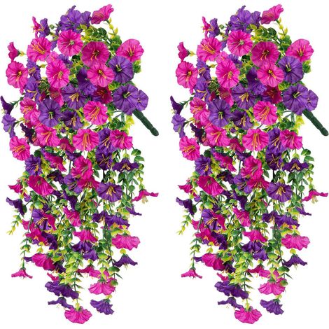 Fleur de Liseron Artificielle Bicolore – Décoration Murale Intérieur et Extérieur, Fausse Plante Grimpante pour Jardin, Terrasse, Balcon et Maison