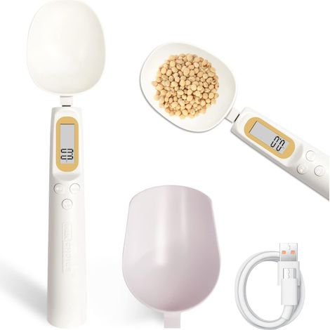 1 cuillère à mesurer de haute précision, cuillère de pesée avec écran LCD, livrée avec 1 grande cuillère et 1 petite cuillère, peut être utilisée pour la farine, les épices, la médecine, etc (1/5)