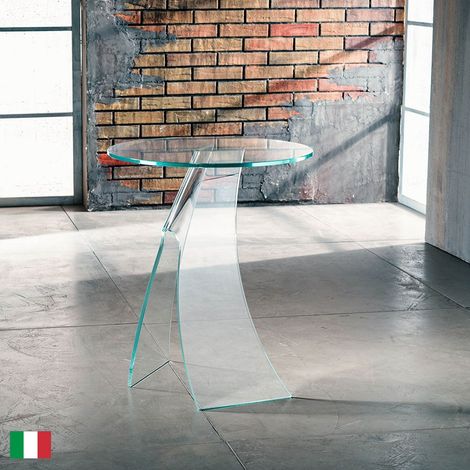 Tavolino in Vetro Curvato trasparente L 50 Made in Italy - Tip Tap (1/4)
