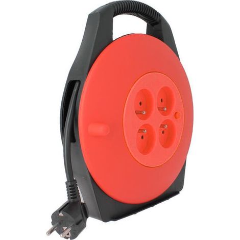 Enrouleur électrique 10m 4 prises 16A 3680W – Câble 3 x 1,5mm² – Protection enfants – Norme NF – (1/3)