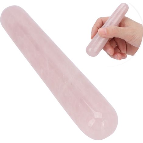 Bâton de massage en jade, outil de massage à gratter en quartz rose naturel (1/5)
