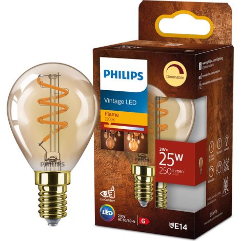 Philips LED Vintage Lampadina Ambrata, 25W, E14, Luce Bianca Calda, Dimmerabile (1/5)