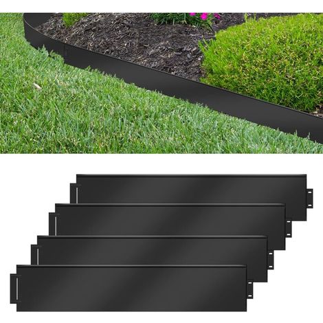 Rasenkante 30m-30 stück Verzinkt Metall Mähkante 100 x 15 cm per Stück Anpassbare Flexibel Beetumrandung für Gartenpflanzen Gemüseanbau Schwarz NAIZY