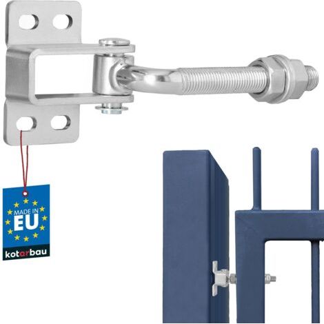 ® Charniere Portail - Acier - 125 mm M16 - Argenté - Charnière Réglable pour Portillon Extérieur - Gond Portail Lourd - avec Plaque de Fixation - Gond Réglable Galvanisée-NANOTEH (1/5)