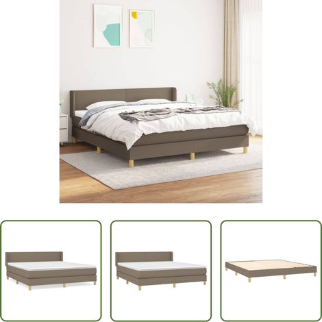 Matelas à ressorts ensachés -  Sommier à lattes de lit avec matelas Taupe 180x200 cm Tissu (1/5)