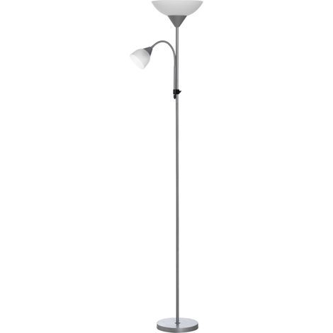 Lampadaire d'intérieur Lampadaire, lampe de salon sur pied avec 2 têtes douille E27 et E14, base en métal dim. Ø28 x 179,5H cm (1/5)