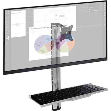 Postazione di lavoro da parete Techly con supporto monitor e ripiano tastiera, ideale per ufficio e home office (1/3)