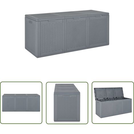 The Living Store Boîte de rangement de jardin gris PP rotin 270 L - Coffre De Jardin - Rangement Extérieur - Boîte De Rangement - Meuble De Jardin - Résiste Aux Intempéries (1/5)