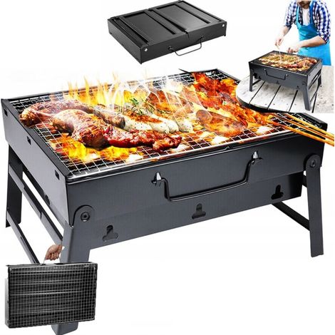 TG71421 Tragbarer Holzkohlegrill für den Garten, faltbar, Koffer, Camping