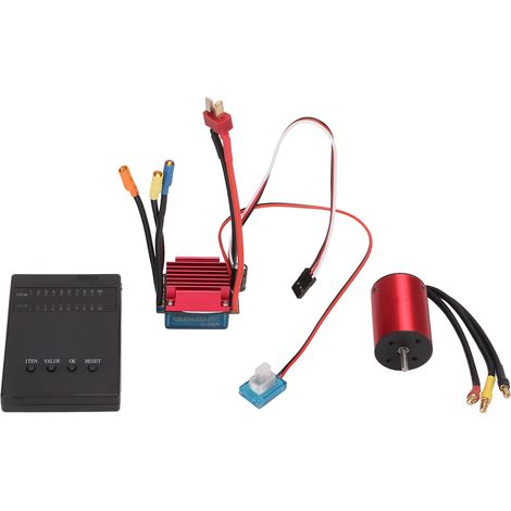 Ensemble moteur brushless et variateur électronique de vitesse (ESC) S35A avec programmateur, rotor 4P haute torsion et protections multiples, pour modèles 1/14 et 1/16. (1/5)