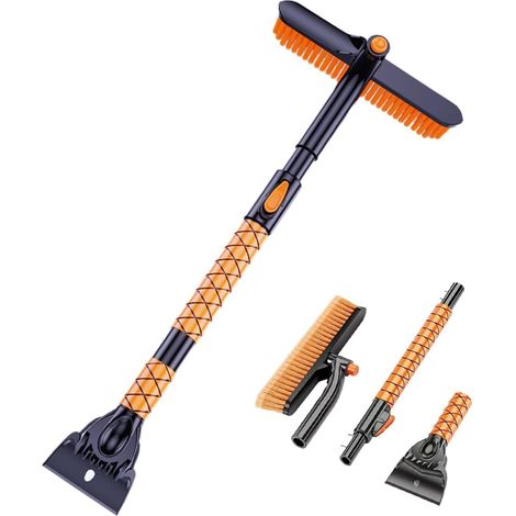 Ice scraper telescopic snow brush for cars, long, 38.5" rotating snow brush head, ergonomic foam handle for car, SUV, truck windshield (1/5)