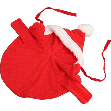 Cape de Noël pour animaux de compagnie, chaude, douce et agréable au toucher, avec capuche, rouge, taille XL. Idéale pour chiots et chats. (1/5)