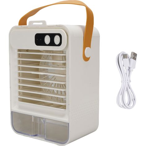 Tragbarer 3-stufiger Ventilator, 100 ml, kleiner, leiser Ventilator mit Kosmetikspiegel für Büro und Schlafzimmer, weiß