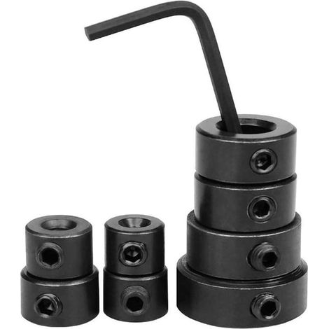 pièces - Butée de profondeur - jeu de butées de profondeur - Bagues de butée de profondeur - Bague de positionnement - avec clé Allen - 3 mm, 4 mm, 5 mm, 6 mm, 8 mm, 10 mm, 12 mm, 16 mm - noir - Acier (1/5)