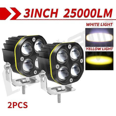 Phares de travail LED CO LIGHT 4 pouces pour voitures et motos, feux de brouillard LED, feux de jour (DRL) pour 4x4, pick-up tout-terrain, quad, SUV (2 pièces) 954D-CY-W (1/5)