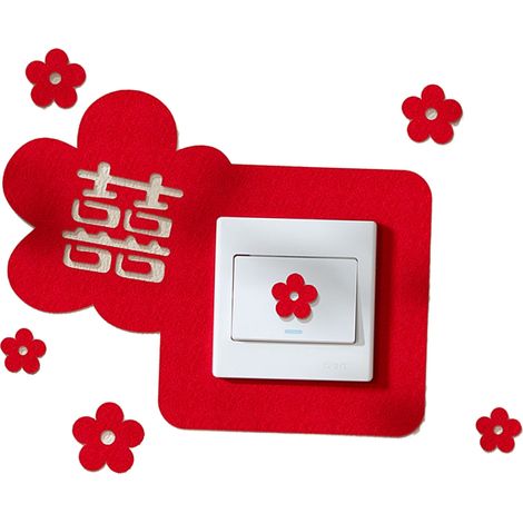 Autocollants muraux décoratifs « Double Bonheur » en tissu non tissé, pour interrupteur de mariage chinois, rouge.