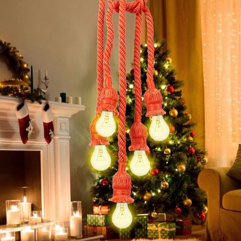 Lustre vintage style campagne en corde de nylon, suspension de plafond, culot E27, 5 têtes, 1 m, 85-260 V