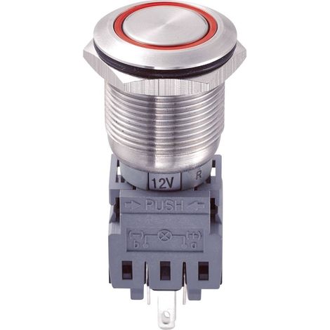 TRU COMPONENTS 701930 LAS1-BGQ-11ZE/R/12V Interruttore antivandalo 250 V/AC 5 A 1 x Off / On Permanente Rosso IP67 1 pz (1/3)