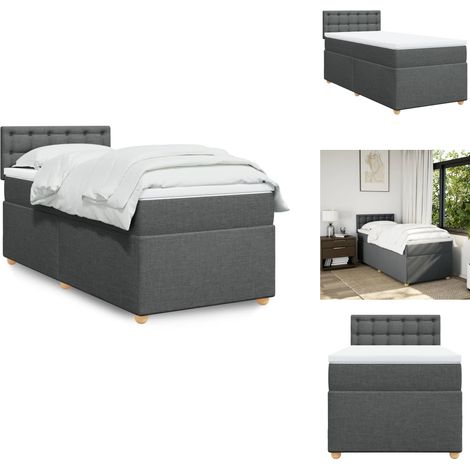 Boxspringbett mit Matratze Dunkelgrau 90x200 cm Stoff - Boxspringbett - Doppelbett - Bettsystem - Schlafsofa - Polsterbett (1/5)