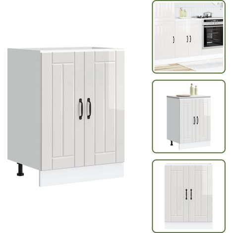 The Living Store Mueble bajo para fregadero Lucca blanco brillante - Cocina