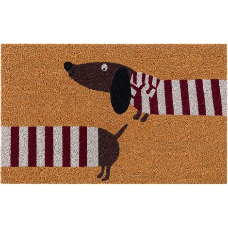 Zerbino Relaxdays 60x40 cm, fibra di cocco, bassotto, antiscivolo, resistente intemperie, interno/esterno, multicolore (1/5)