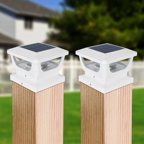 Lot de 2 Solaires Capuchon pour Poteau de carré 7x7cm 8x8cm 9x9cm 10x10cm Capuchons de Clôture Solaire Poteaux de Clôture Cap Light IP65 Étanche pour Protéger les Poteaux en Bois (1/5)