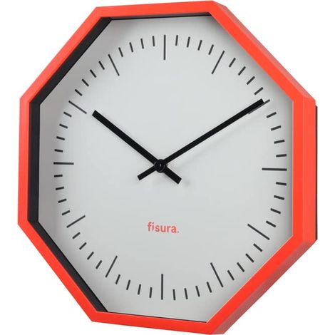 Horloge Murale Octogonale Coral, Horloge de Cuisine Moderne, Horloge Murale néon, diamètre 30 cm, ABS et Verre 1 Pile AA. (1/3)