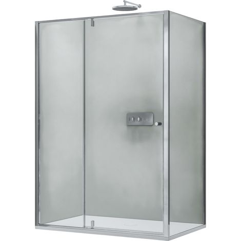 Eckdusche Bernstein NT606 FLEX Drehtür an Festfeld 6 mm Nano Klarglas Türelement 80 cm x Glas 110 cm Chrom