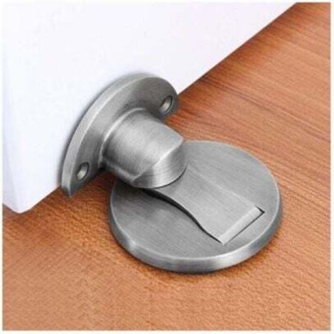 Magnetischer Türstopper, magnetischer Türstopper aus gebürstetem Satin-Nickel, unsichtbarer magnetischer Türriegel mit Klebefläche, robuster Türstopper aus silberfarbenem Edelstahl