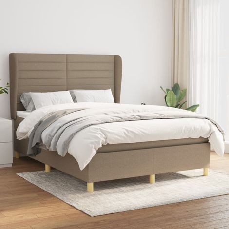 Lit Adulte - Lit à sommier tapissier avec matelas - Meuble de Chambre à Coucher - Taupe 140x200 cm Tissu XEJZT736295 (1/5)