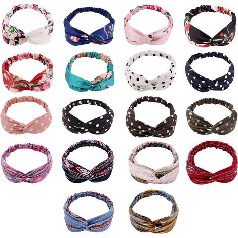 Bandeaux à cheveux tendance, bandeaux imprimés, turbans croisés vintage, bandanas, accessoires pour cheveux d'été pour femmes et filles (1/5)