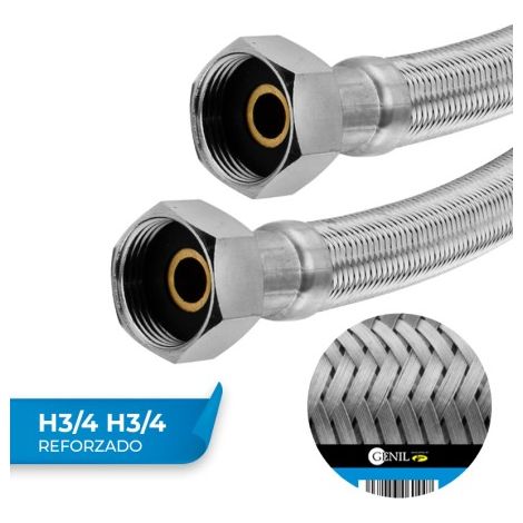 Latiguillos Super Reforzados H3/4 GARDENA - Acero Inoxidable, EPDM Atóxico, Latón Niquelado - Pack 10 Uds. (1/4)