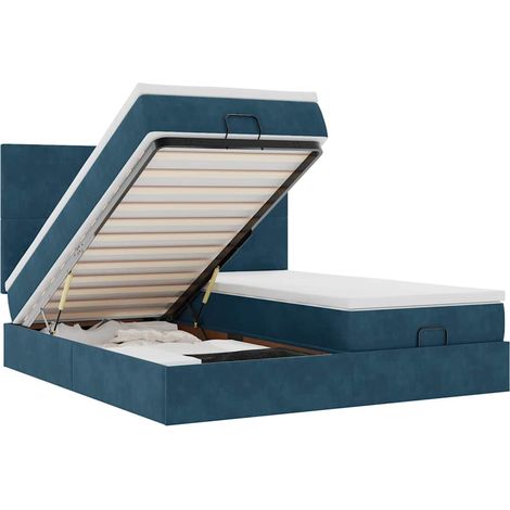 Maison Exclusive - Pouf Letto con Materassi e LED Blu Scuro 200x200cm Velluto